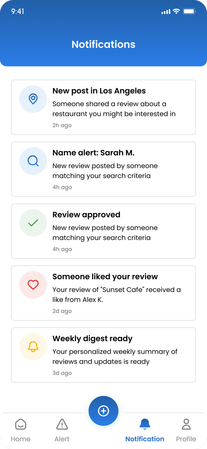 Notifications screen