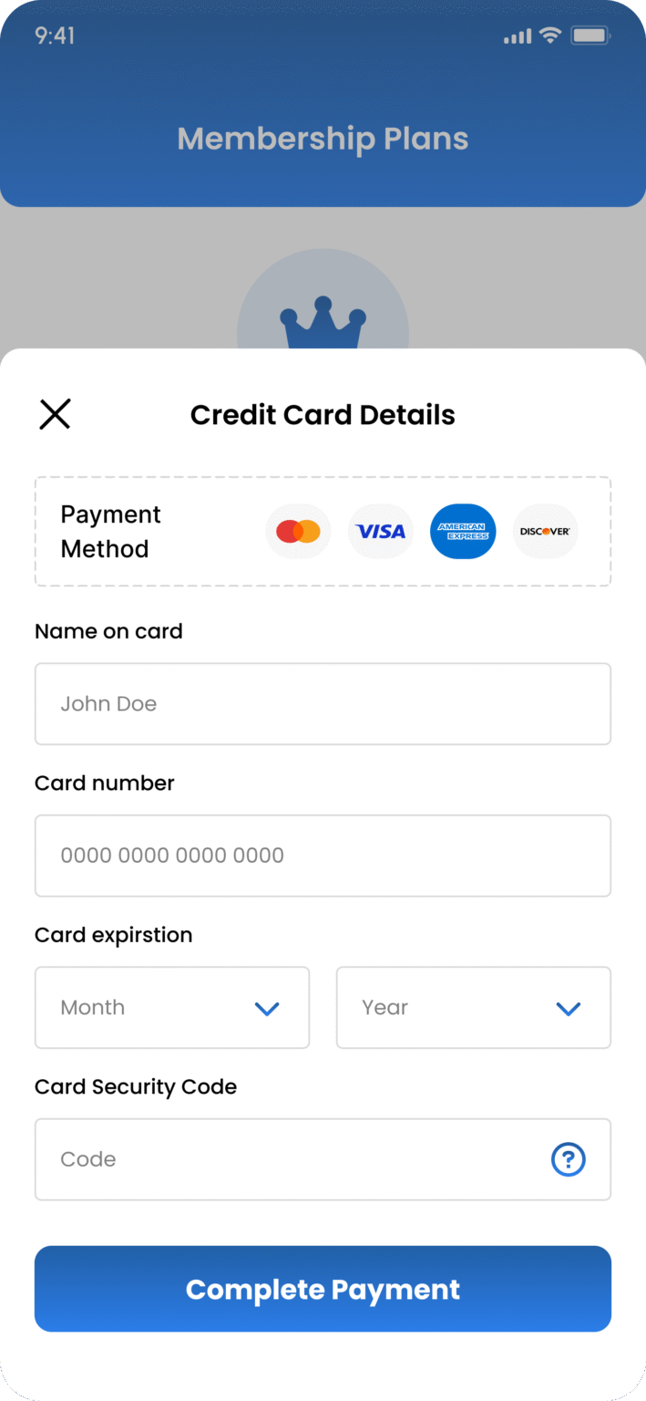 payment screen